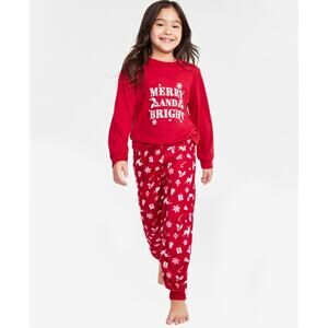 Matching Little Kids Merry & Bright Pajamas Set Size 6-7 NWT